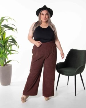 PL 120 CAMBRIGE – Pantalón en Pana Spandex Wide Leg