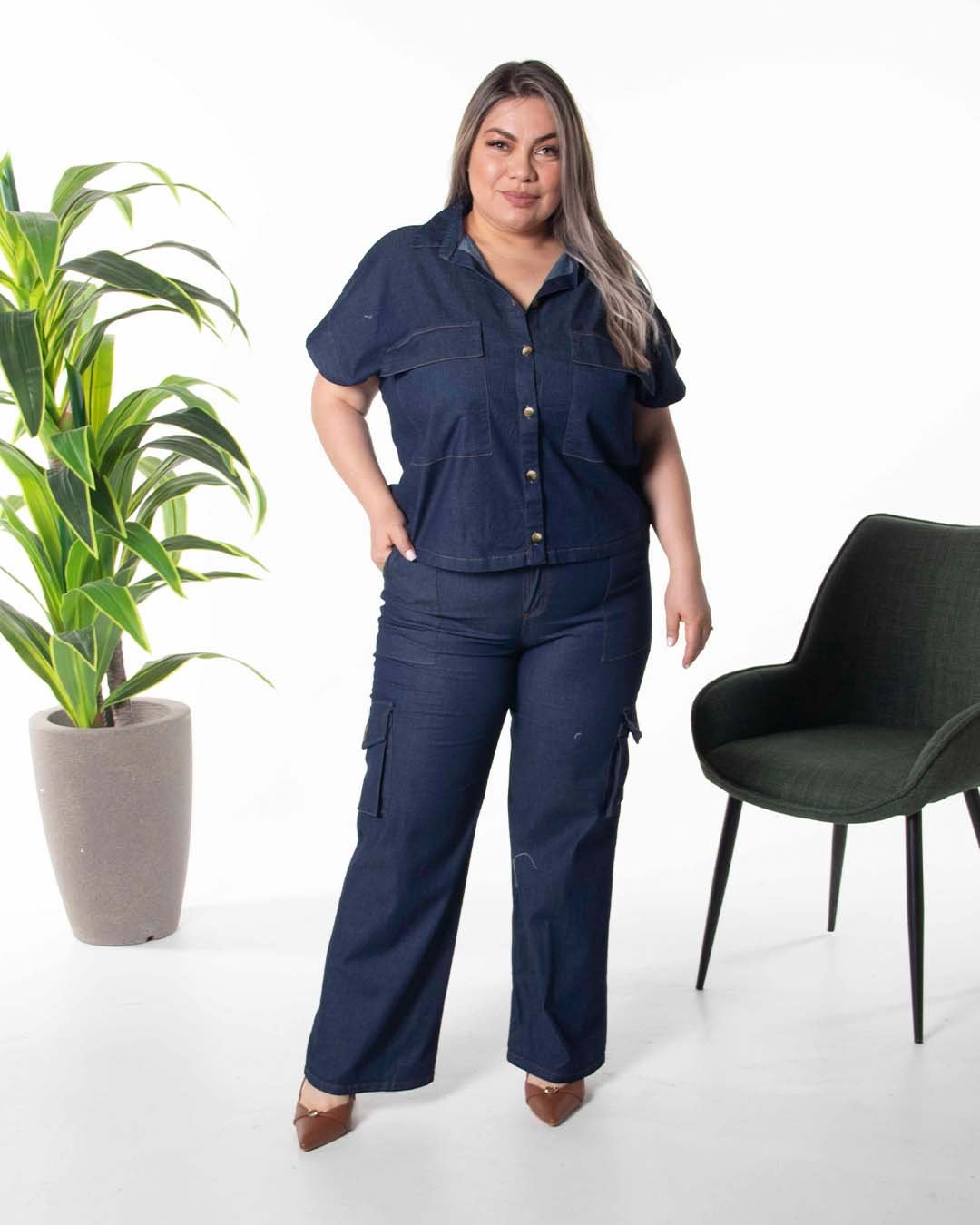 Pantalón Chambray Spandex PL 111 Carola para Mujer - Image 2