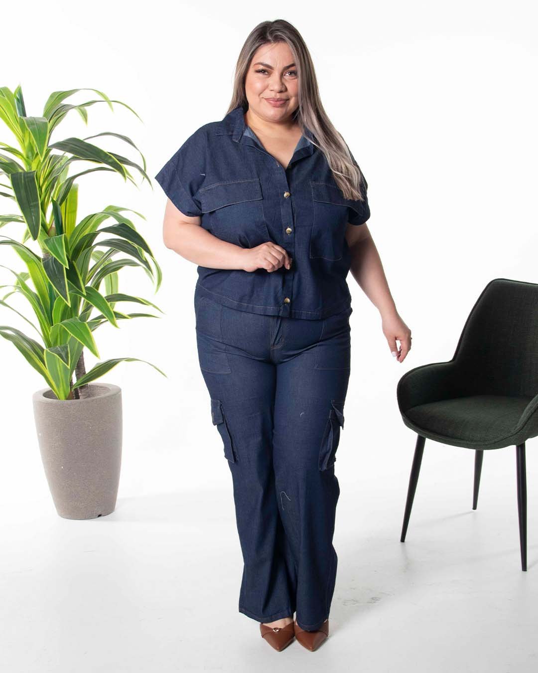 Pantalón Chambray Spandex PL 111 Carola para Mujer - Image 3