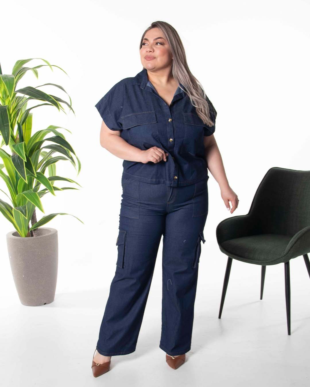 Pantalón Chambray Spandex PL 111 Carola para Mujer - Image 4