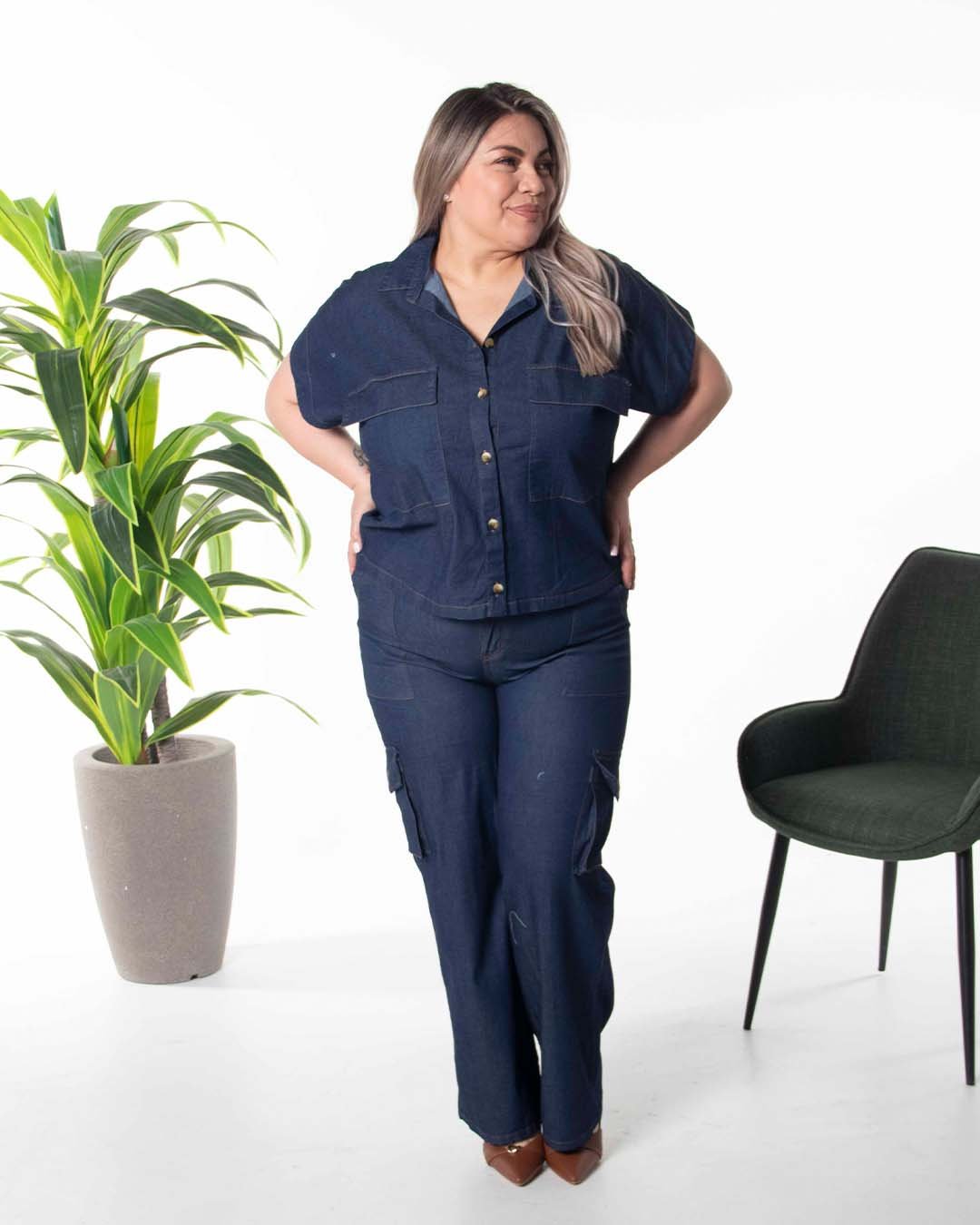 Pantalón Chambray Spandex PL 111 Carola para Mujer - Image 5