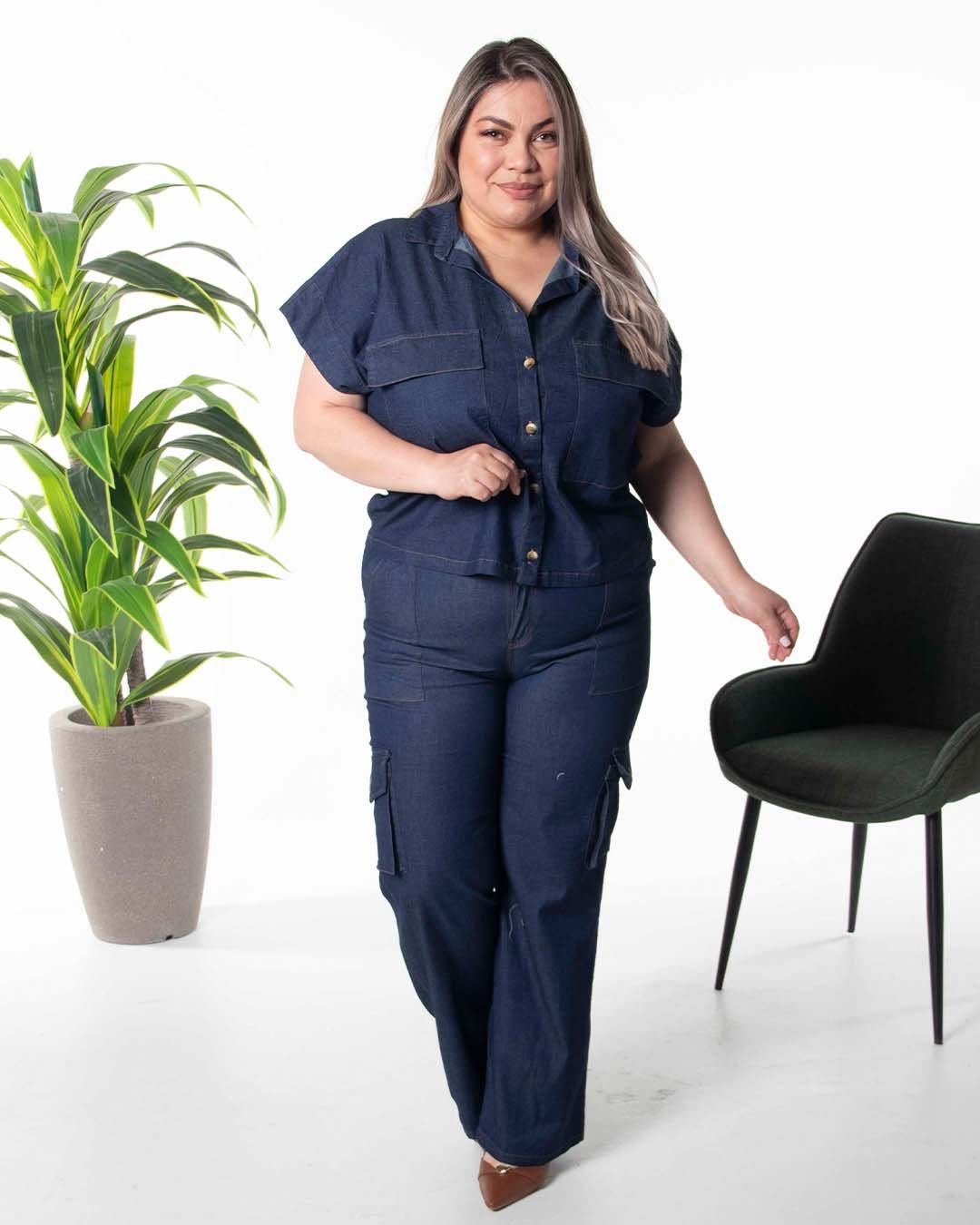 Pantalón Chambray Spandex PL 111 Carola para Mujer