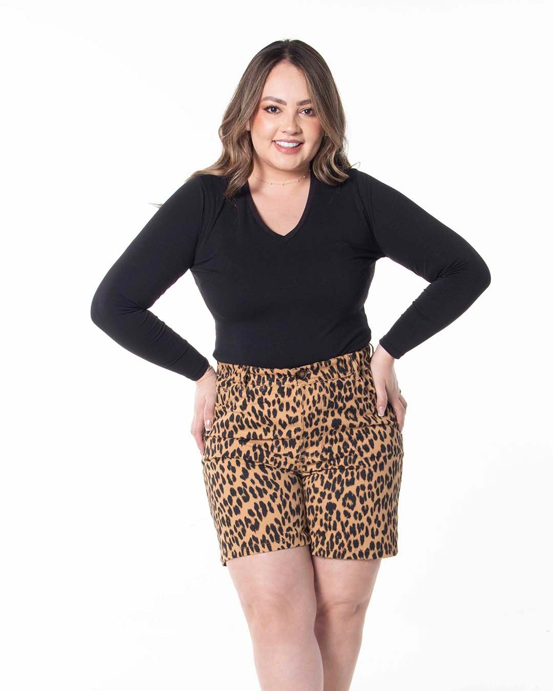 Short Dril Spandex SH 035 Valentina Animal Print para Mujer - Image 6