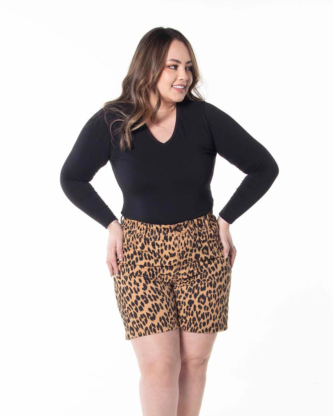 Short Dril Spandex SH 035 Valentina Animal Print para Mujer - Image 3